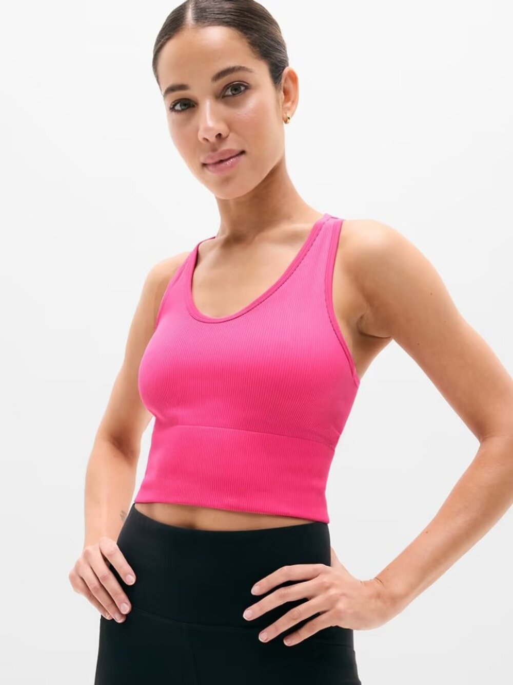 New Athleta M Recharge Seamless Racerback Tank Cerise Rib Pink Medium Regular